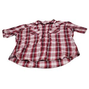 Ely Cattleman Shirt Mens XL‎ Plaid Western Pearl Snap Short Sleeve Cowboy Rodeo